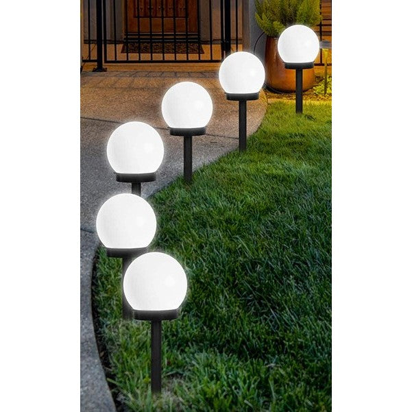 Lampa solara LED, Sferica, Tip Glob Flippy, Diametru 10 cm, Alb rece-3