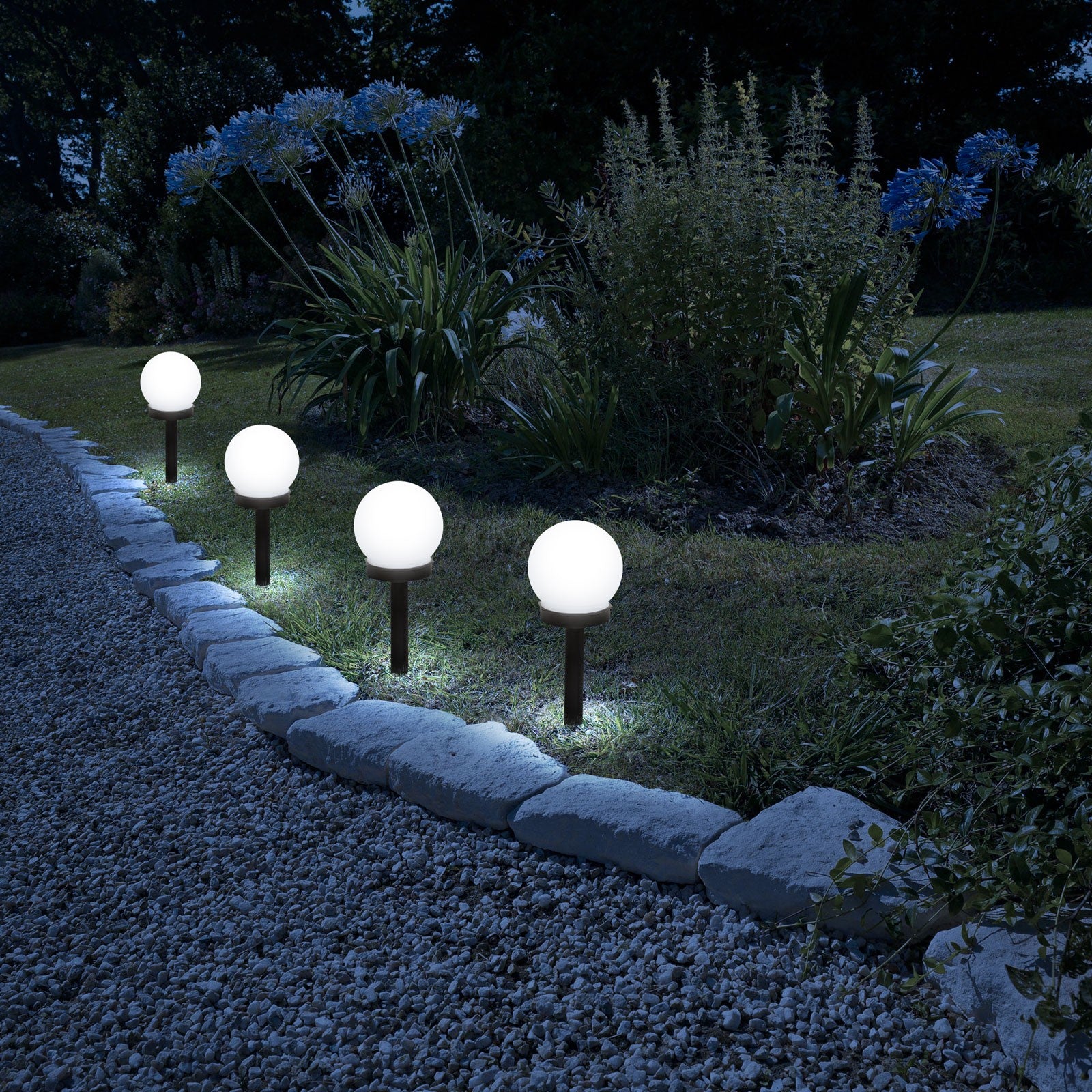 Lampa solara LED, Sferica, Tip Glob Flippy, Diametru 10 cm, Alb rece-13