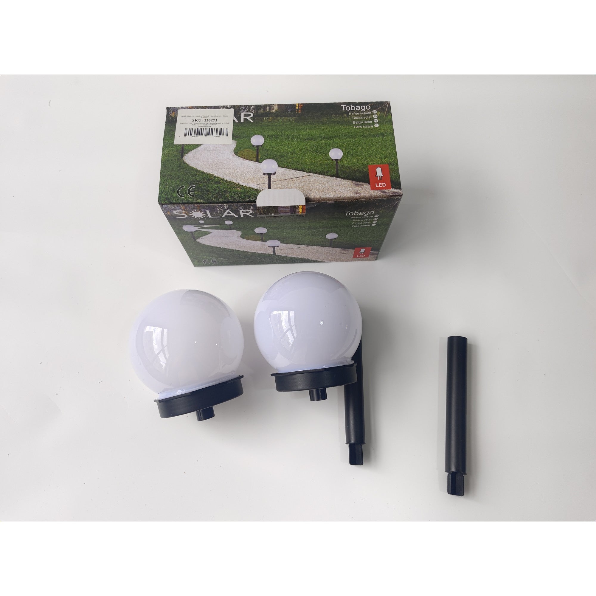 Lampa solara LED, Sferica, Tip Glob Flippy, Diametru 10 cm, Alb rece-14