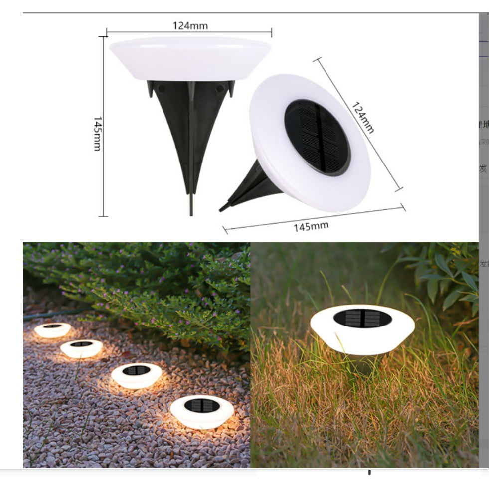 Lampa solara LED, sub forma de cerc, pentru gazon sau gradina, Rezistenta la apa, Flippy, Alb cald-0