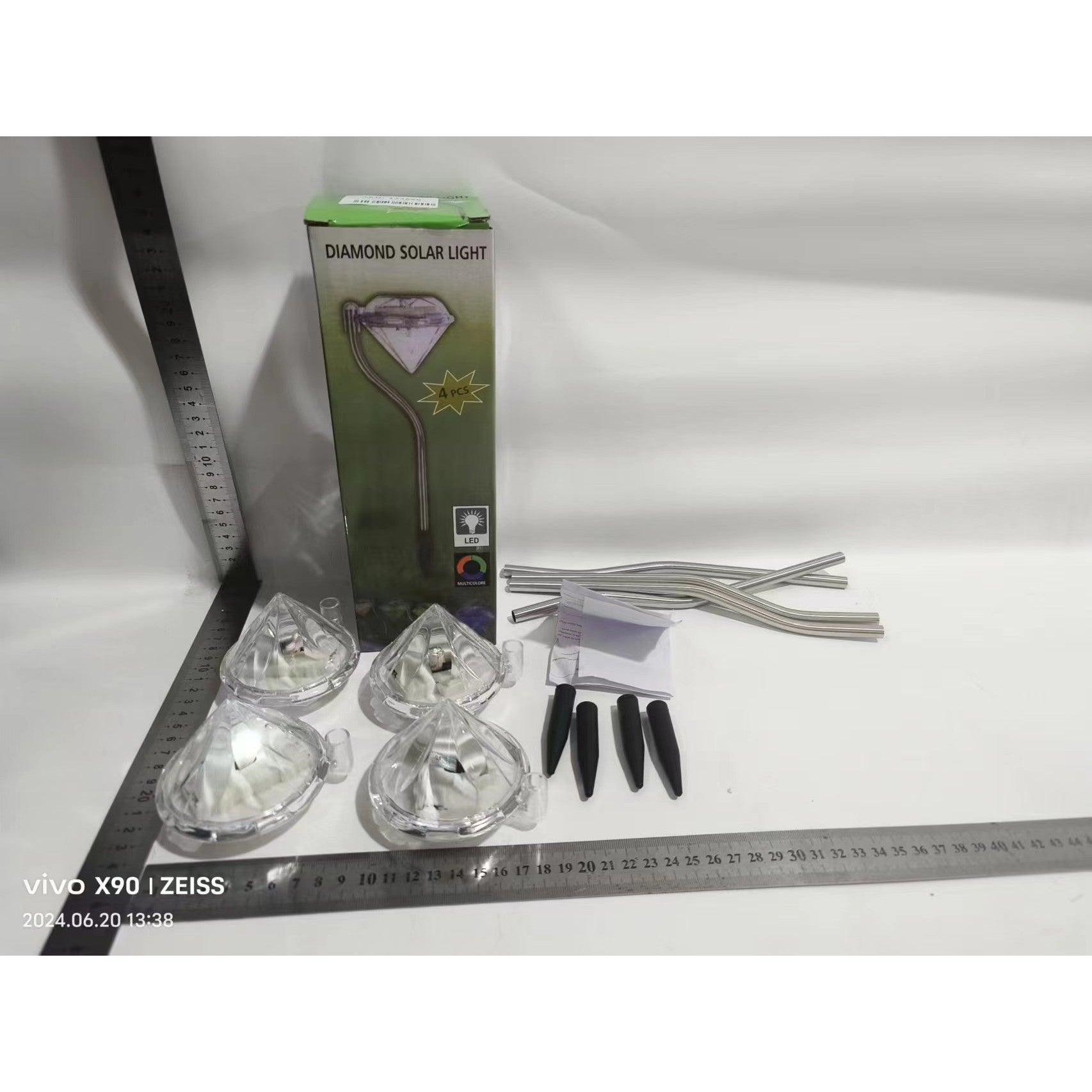 Lampa solara LED tip Diamant pentru gradina Flippy, inaltime 30 cm, 2V, ABS, 600mAh, alb rece-5