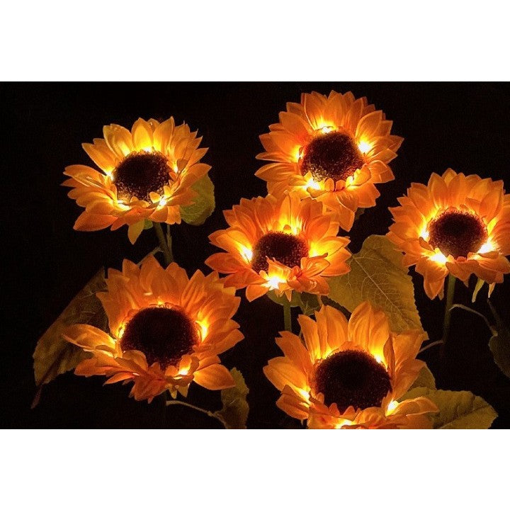 Lampa solara LED tip Floarea Soarelui cu 3 flori, inaltime 70 cm, Pentru gradina, Flippy-2