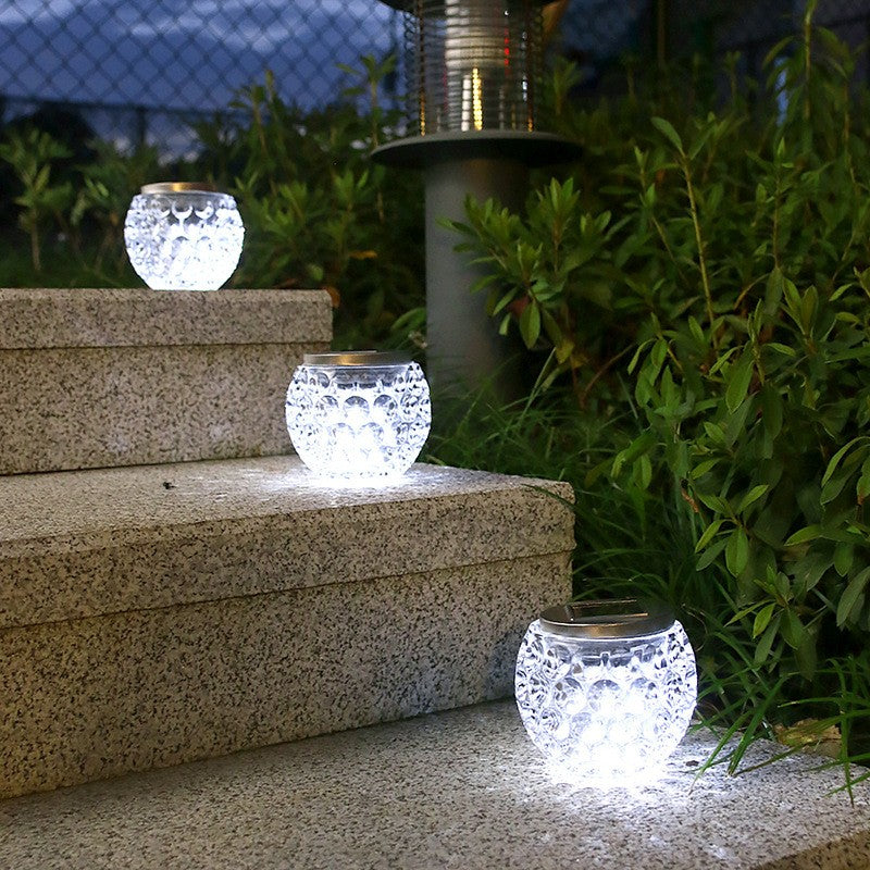 Lampa solara LED tip Glob cristal pentru gradina/trepte/terasa Flippy, rezistent la apa IP65, 10 x 9.5 cm, 1.2V, ABS, 600mAh, alb rece-2
