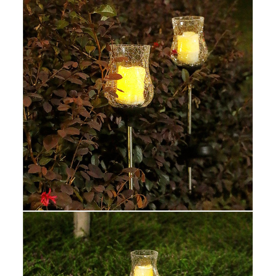 Lampa solara LED tip Lalea pentru gradina Flippy, inaltime 55 cm,  material sticla si ABS, 2V, ABS, 600mAh, alb cald-1