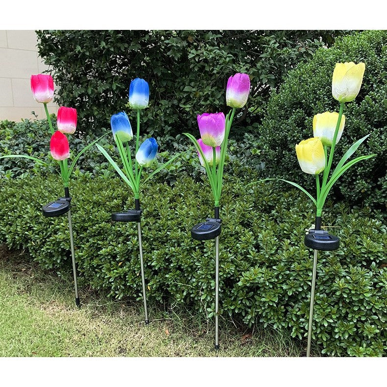Lampa Solara LED tip Lalele cu 3 flori pentru Gradina, Inaltime 78 cm-7