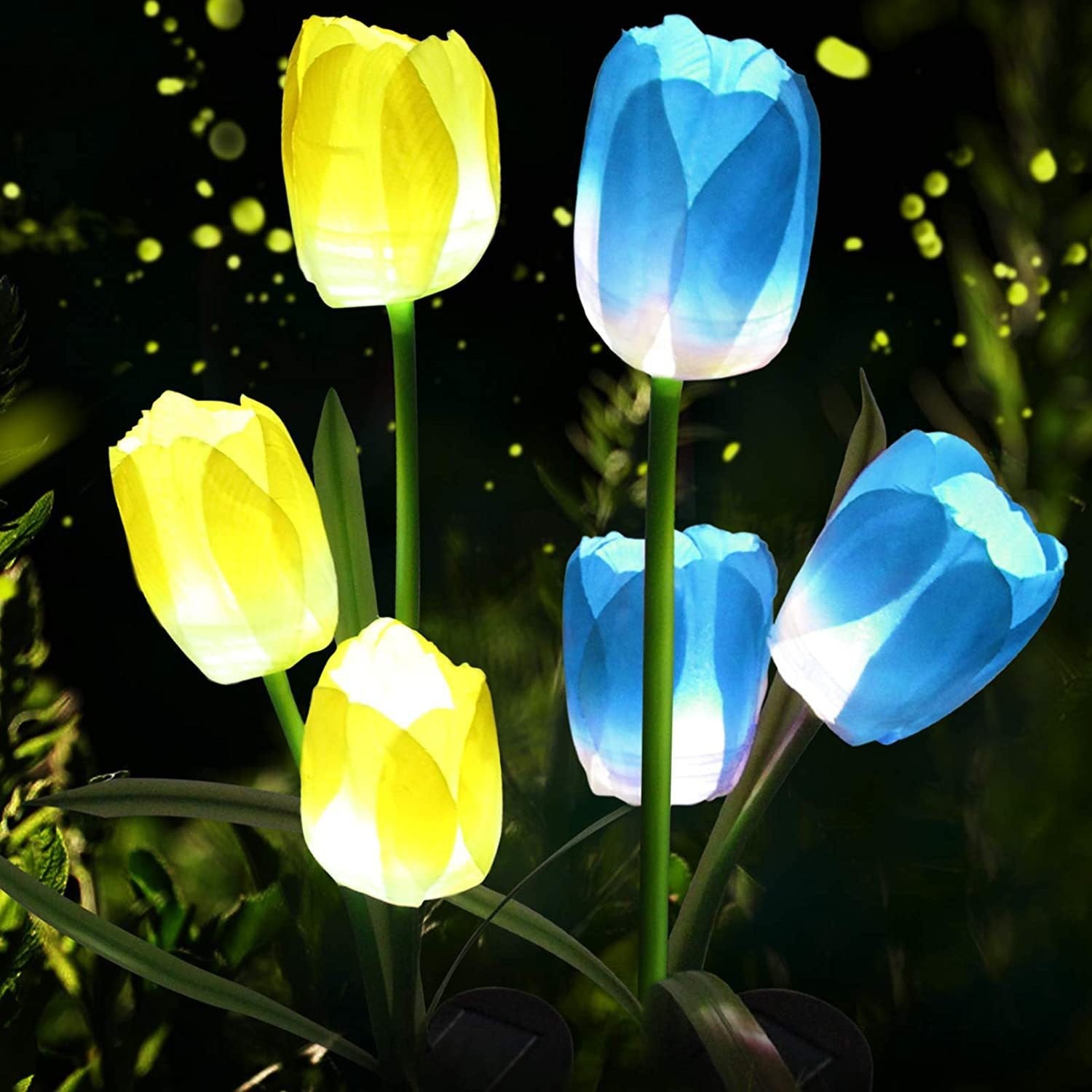 Lampa Solara LED tip Lalele cu 3 flori pentru Gradina, Inaltime 78 cm-8