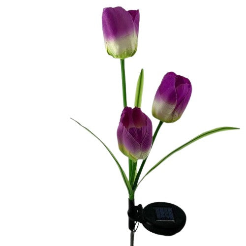 Lampa Solara LED tip Lalele cu 3 flori pentru Gradina, Inaltime 78 cm-0