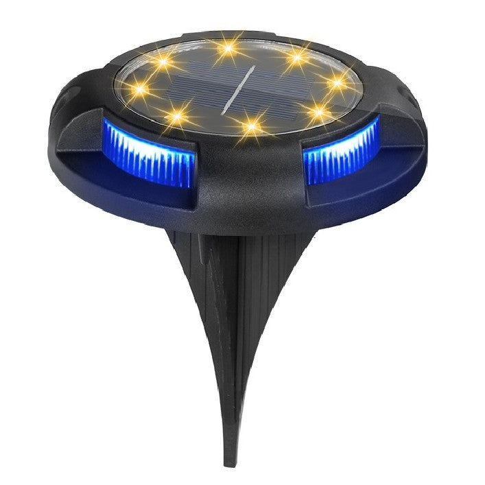Lampa solara LED tip spot pentru gradina Flippy, cu 4 leduri laterale multicolore si 8 leduri principale alb cald, IP65, material ABS, baterie 2V, 700 mah, 11x13.5 cm, multicolor-0