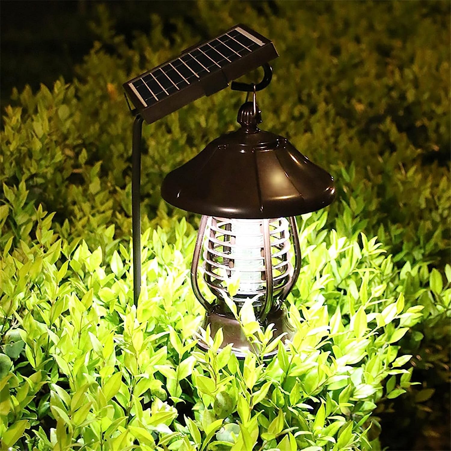 Lampa solara pentru gradina, anti-insecte, tantari, muste, UV, LED, material ABS, putere 5W, 1.2 V, autonomie 8 ore, 2 moduri de functionare, IP65, electric shock 380 volti, 30 x 19.5 cm, maro-5