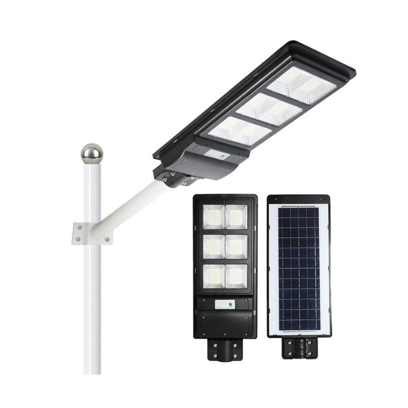 Lampa solara stradala Flippy, cu telecomanda, senzor de miscare si lumina, suport prindere, 135 LED-uri, IP65, ABS, 8AH, 100W, temperatura culoare 6500K, 48.5x22x6.8 cm, autonomie 10-12 ore, negru-0
