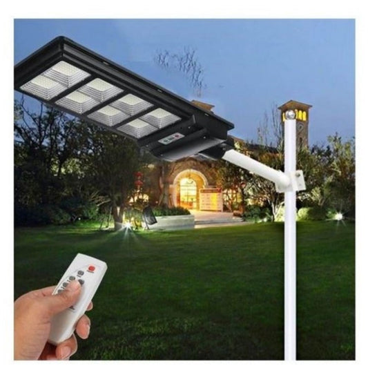 Lampa solara stradala Flippy, cu telecomanda, senzor de miscare si lumina, suport prindere, 225 LED-uri, IP65, ABS, 15AH, 300W, temperatura culoare 6500K, 69.5x24.3x6.8 cm, autonomie 10-12 ore, negru-1