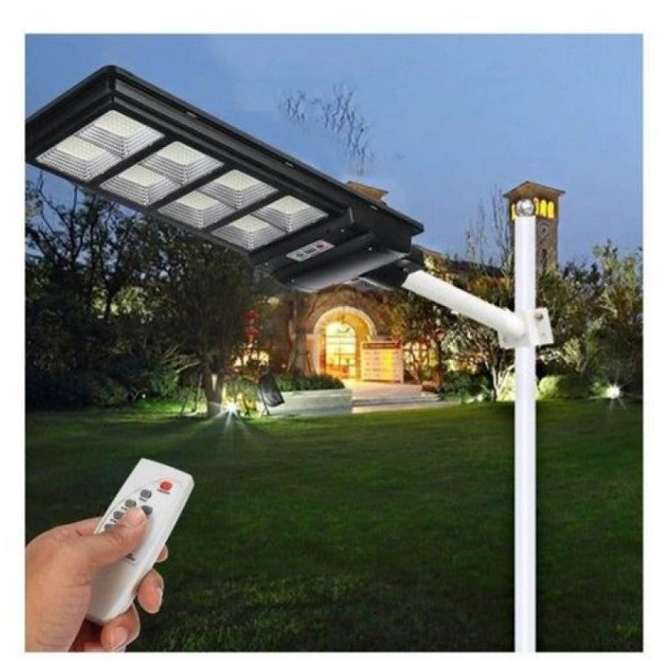 Lampa solara stradala Flippy, cu telecomanda, senzor de miscare si lumina, suport prindere, 225 LED-uri, IP65, ABS, 15AH, 300W, temperatura culoare 6500K, 69.5x24.3x6.8 cm, autonomie 10-12 ore, negru-1