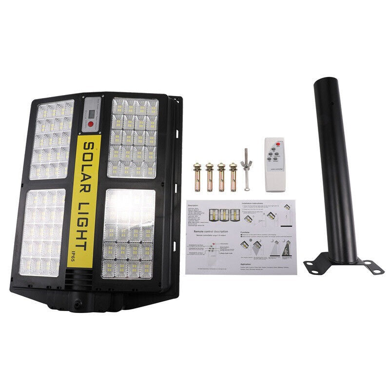 Lampa solara stradala Flippy, cu telecomanda, senzor de miscare si lumina, suport prindere, 280 LED-uri, IP65, ABS, 12AH, 500W, temperatura culoare 6500K, 44.5x37.7x6.6 cm, autonomie 10-12 ore, negru-2