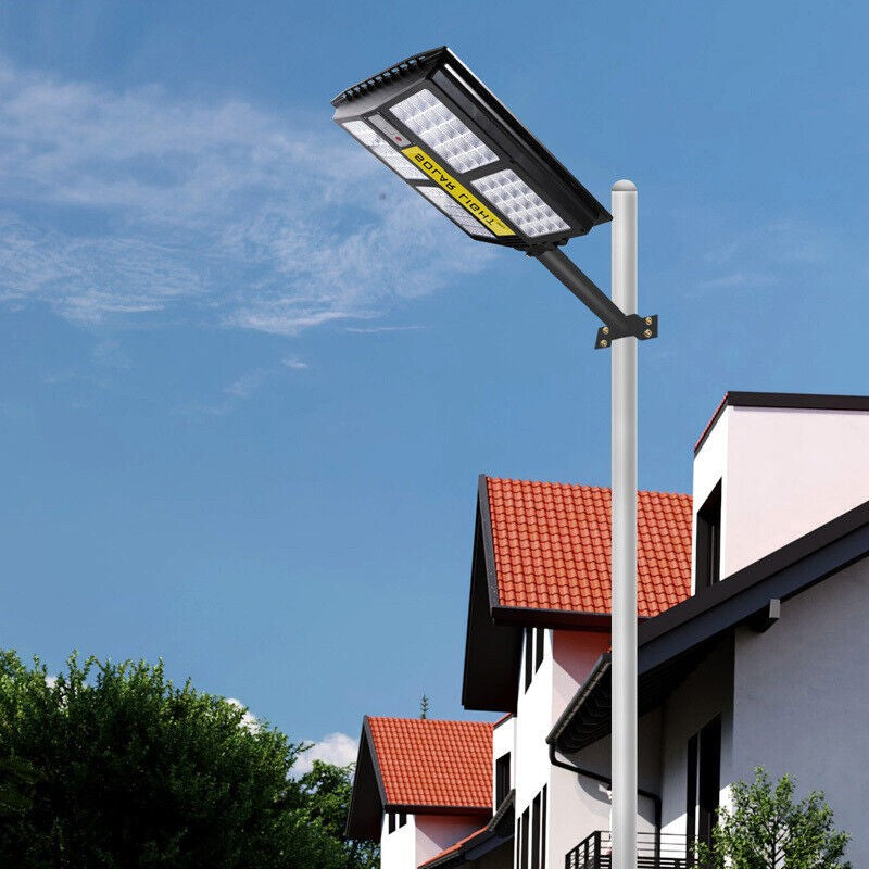 Lampa solara stradala Flippy, cu telecomanda, senzor de miscare si lumina, suport prindere, 280 LED-uri, IP65, ABS, 12AH, 500W, temperatura culoare 6500K, 44.5x37.7x6.6 cm, autonomie 10-12 ore, negru-3