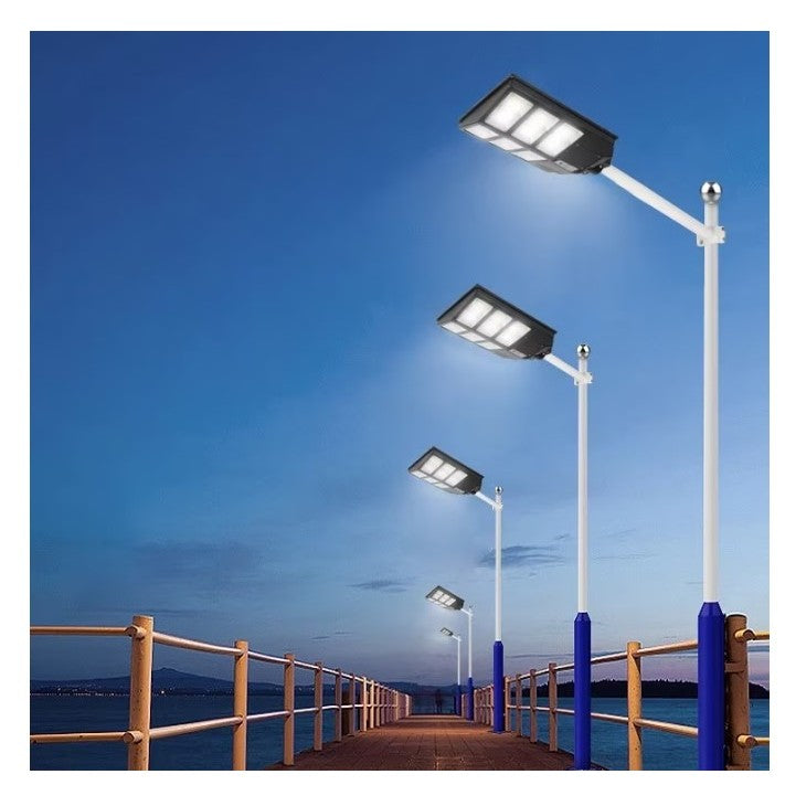 Lampa solara stradala Flippy, cu telecomanda, senzor de miscare si lumina, suport prindere, 480 LED-uri, IP65, ABS, 15AH, 300W, temperatura culoare 6500K, 44.6x34.8x7.2 cm, autonomie 10-12 ore, negru-3