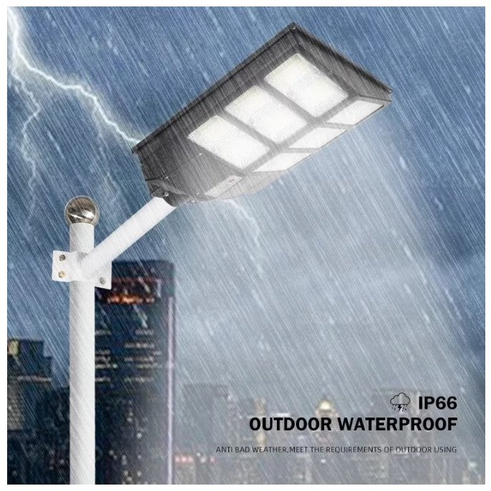Lampa solara stradala Flippy, cu telecomanda, senzor de miscare si lumina, suport prindere, 480 LED-uri, IP65, ABS, 15AH, 300W, temperatura culoare 6500K, 44.6x34.8x7.2 cm, autonomie 10-12 ore, negru-4
