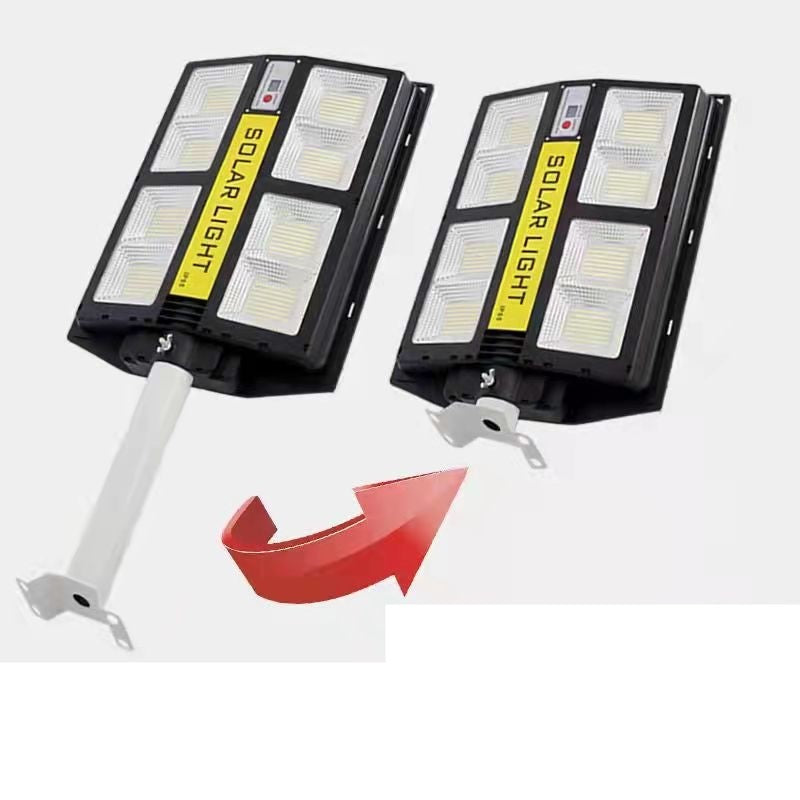 Lampa solara stradala Flippy, cu telecomanda, senzor de miscare si lumina, suport prindere, 720 LED-uri, IP65, ABS, 15AH, 500W, temperatura culoare 6500K, 44.5x34.7x6.6 cm, autonomie 10-12 ore, negru-1
