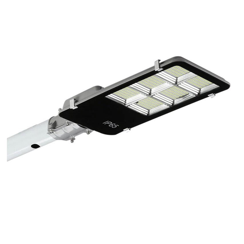 Lampa solara stradala Flippy, IP65, senzor de lumina, 100 LED-uri SMD, 7200 lm, panou 12W, putere 80W, autonomie 12-16 ore, telecomanda, montare prin fixare, pentru strada sau gradina, finisaj lucios, material ABS, 38.6 x 13.3 x 6.5 cm, lumina a-7