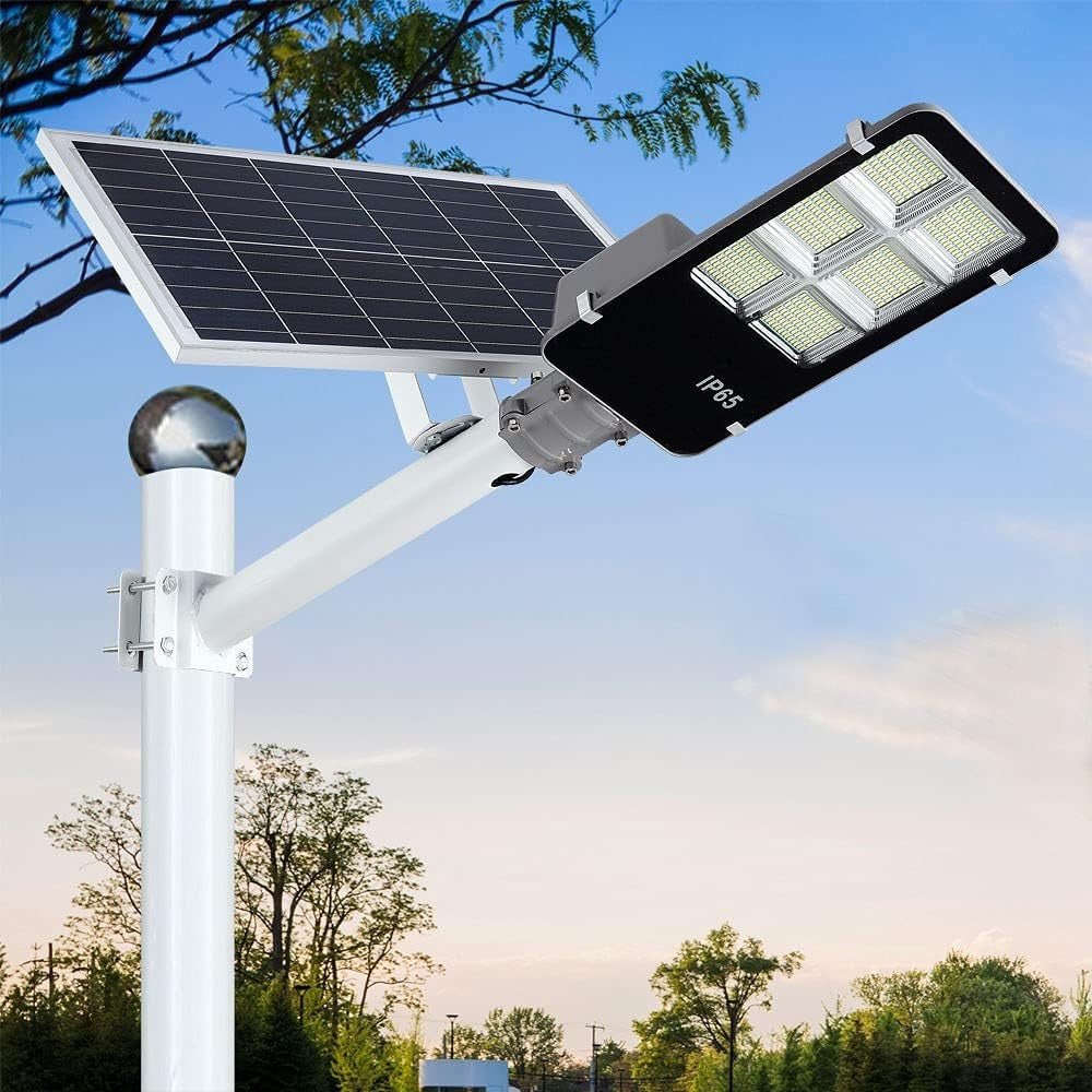 Lampa solara stradala Flippy, IP65, senzor de lumina, 100 LED-uri SMD, 7200 lm, panou 12W, putere 80W, autonomie 12-16 ore, telecomanda, montare prin fixare, pentru strada sau gradina, finisaj lucios, material ABS, 38.6 x 13.3 x 6.5 cm, lumina a-8
