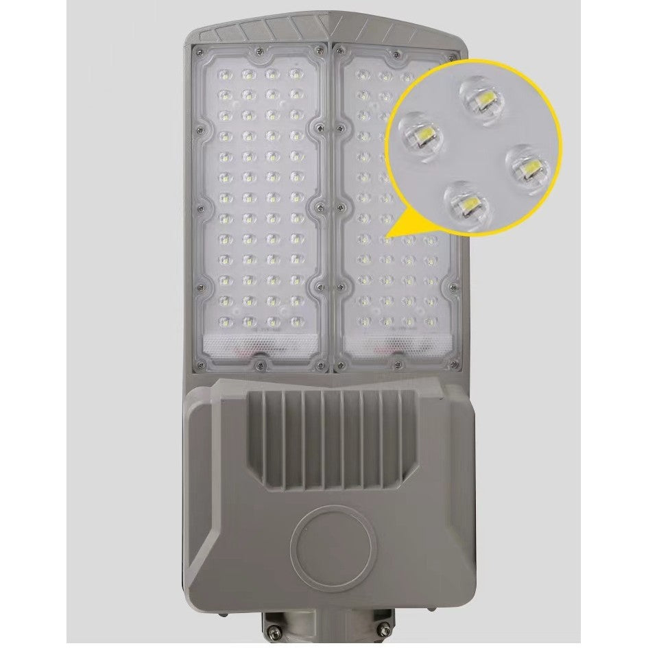 Lampa solara stradala Flippy, pentru curte sau strada, cu doua grile, finisaj mat, rezistent la apa, montare prin fixare, senzor lumina, baterie de litiu, IP65, lumina rece, putere 300W, autonomie 10 ore, 51.5 x 21 cm, gri-6