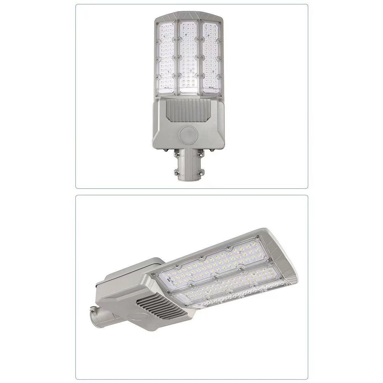 Lampa solara stradala Flippy, pentru curte sau strada, cu trei grile, finisaj mat, rezistent la apa, montare prin fixare, senzor lumina, baterie de litiu, IP65, lumina rece, putere 1000W, autonomie 10 ore, 55 x 23 x 9 cm, gri-2