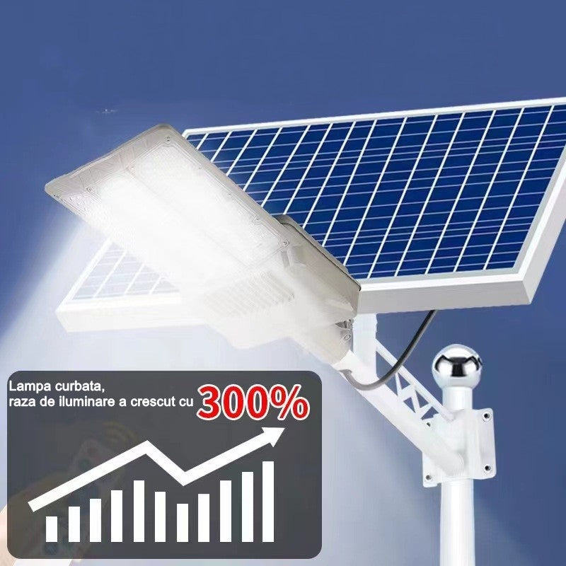 Lampa solara stradala Flippy, pentru curte sau strada, cu trei grile, finisaj mat, rezistent la apa, montare prin fixare, senzor lumina, baterie de litiu, IP65, lumina rece, putere 1000W, autonomie 10 ore, 55 x 23 x 9 cm, gri-4