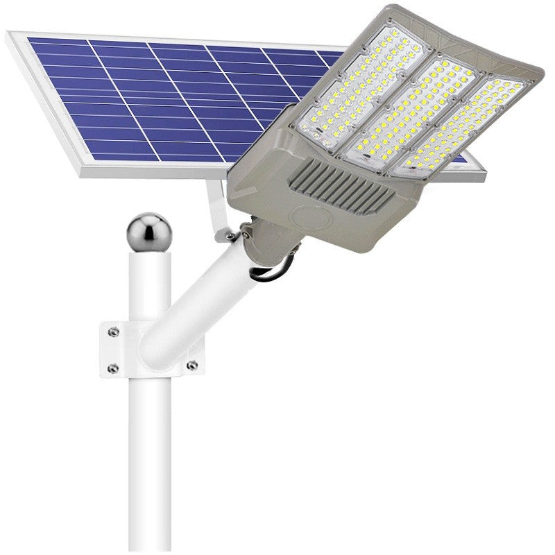 Lampa solara stradala Flippy, pentru curte sau strada, cu trei grile, finisaj mat, rezistent la apa, montare prin fixare, senzor lumina, baterie de litiu, IP65, lumina rece, putere 1000W, autonomie 10 ore, 55 x 23 x 9 cm, gri-0
