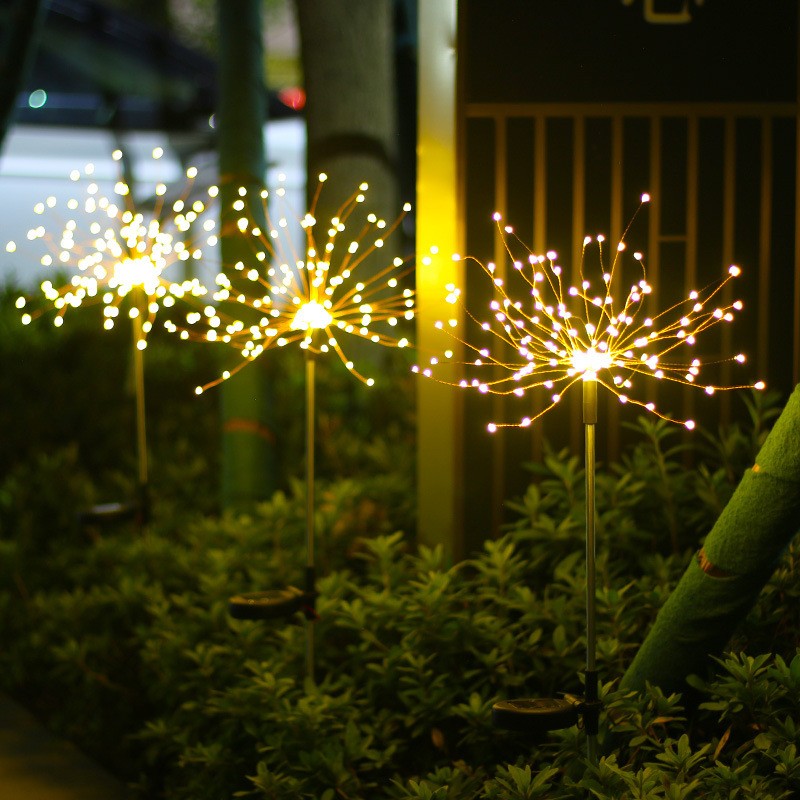 Lampa solara sub forma de artificii, 120 LED-uri, alb cald, Flippy-8