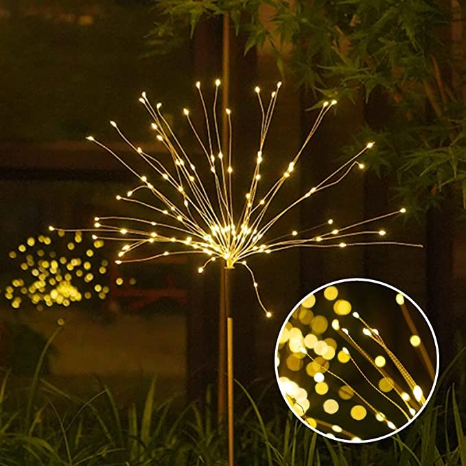 Lampa solara sub forma de artificii, 90 LED-uri, alb cald, Flippy-10