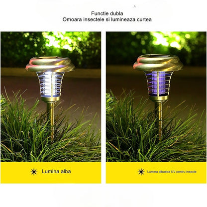 Lampa solara tip torta Flippy, anti-insecte, tantari, UV, LED, 1.2V, IP65, 1 LED, material ABS, 48 x 14 cm, gri-4