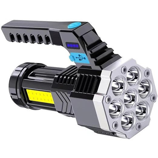 Lanterna LED Lumina Puternica, Rezistenta la Apa, Tip Proiector COB, Flippy, Lanternă Reincarcabila, USB, cu Maner pentru Drumetii, Lanterna de Urgenta, Aer Liber, 14.1 x 6.4 cm, Culoare Negru cu Comutator Albastru-5