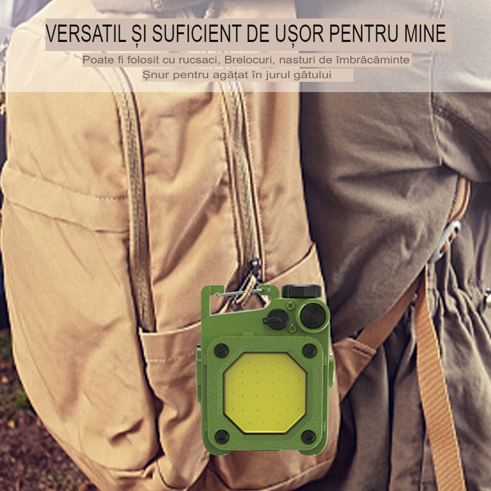 Lanterna Mini de Buzunar Tip Breloc, Flippy, Incarcare prin USB Type C, Multifunctionala, pentru Exterior, Camping, Alpinism, Ciclism, Mini Lanterna Elvis, 6.1 x 5 x 2.5 cm, Lumina Puternica, Culoare Verde-3