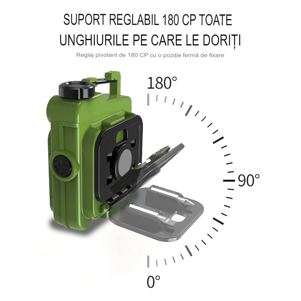 Lanterna Mini de Buzunar Tip Breloc, Flippy, Incarcare prin USB Type C, Multifunctionala, pentru Exterior, Camping, Alpinism, Ciclism, Mini Lanterna Elvis, 6.1 x 5 x 2.5 cm, Lumina Puternica, Culoare Verde-4
