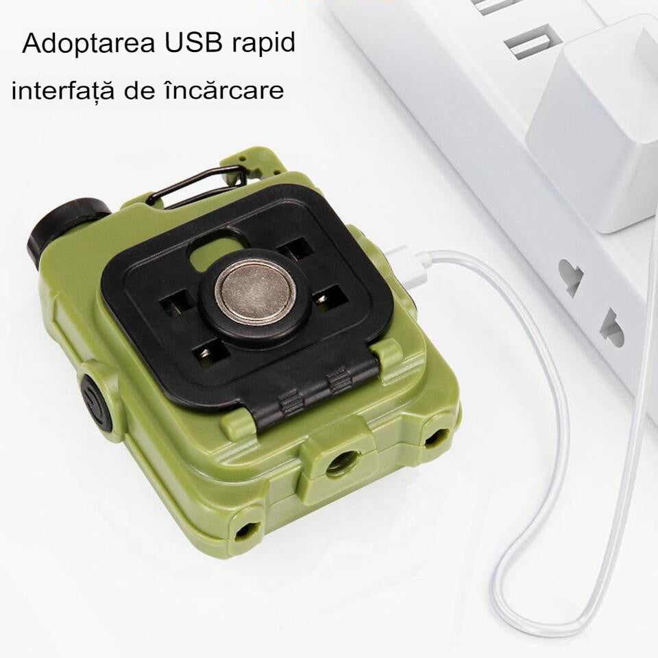 Lanterna Mini de Buzunar Tip Breloc, Flippy, Incarcare prin USB Type C, Multifunctionala, pentru Exterior, Camping, Alpinism, Ciclism, Mini Lanterna Elvis, 6.1 x 5 x 2.5 cm, Lumina Puternica, Culoare Verde-7