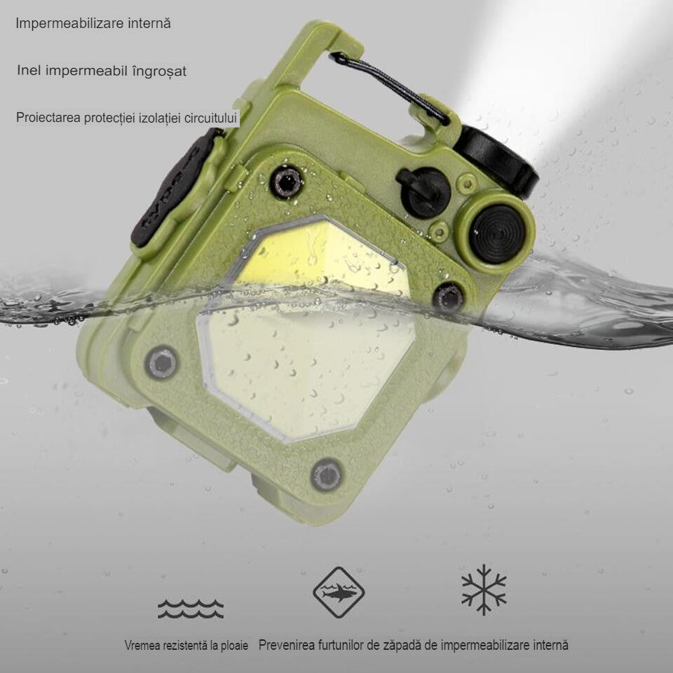 Lanterna Mini de Buzunar Tip Breloc, Flippy, Incarcare prin USB Type C, Multifunctionala, pentru Exterior, Camping, Alpinism, Ciclism, Mini Lanterna Elvis, 6.1 x 5 x 2.5 cm, Lumina Puternica, Culoare Verde-11