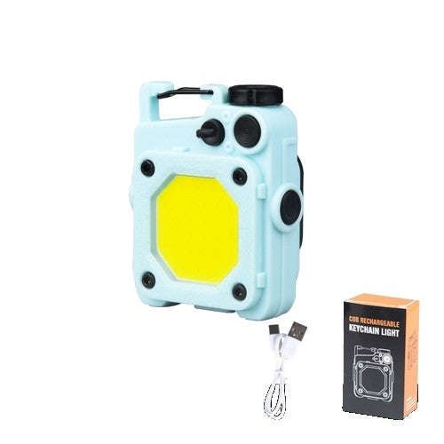 Lanterna Mini de Buzunar Tip Breloc, Flippy, Incarcare prin USB Type C, Multifunctionala, pentru Exterior, Camping, Alpinism, Ciclism, Mini Lanterna Elvis, 6.1 x 5 x 2.5 cm, Lumina Puternica, Culoare Albastru-1