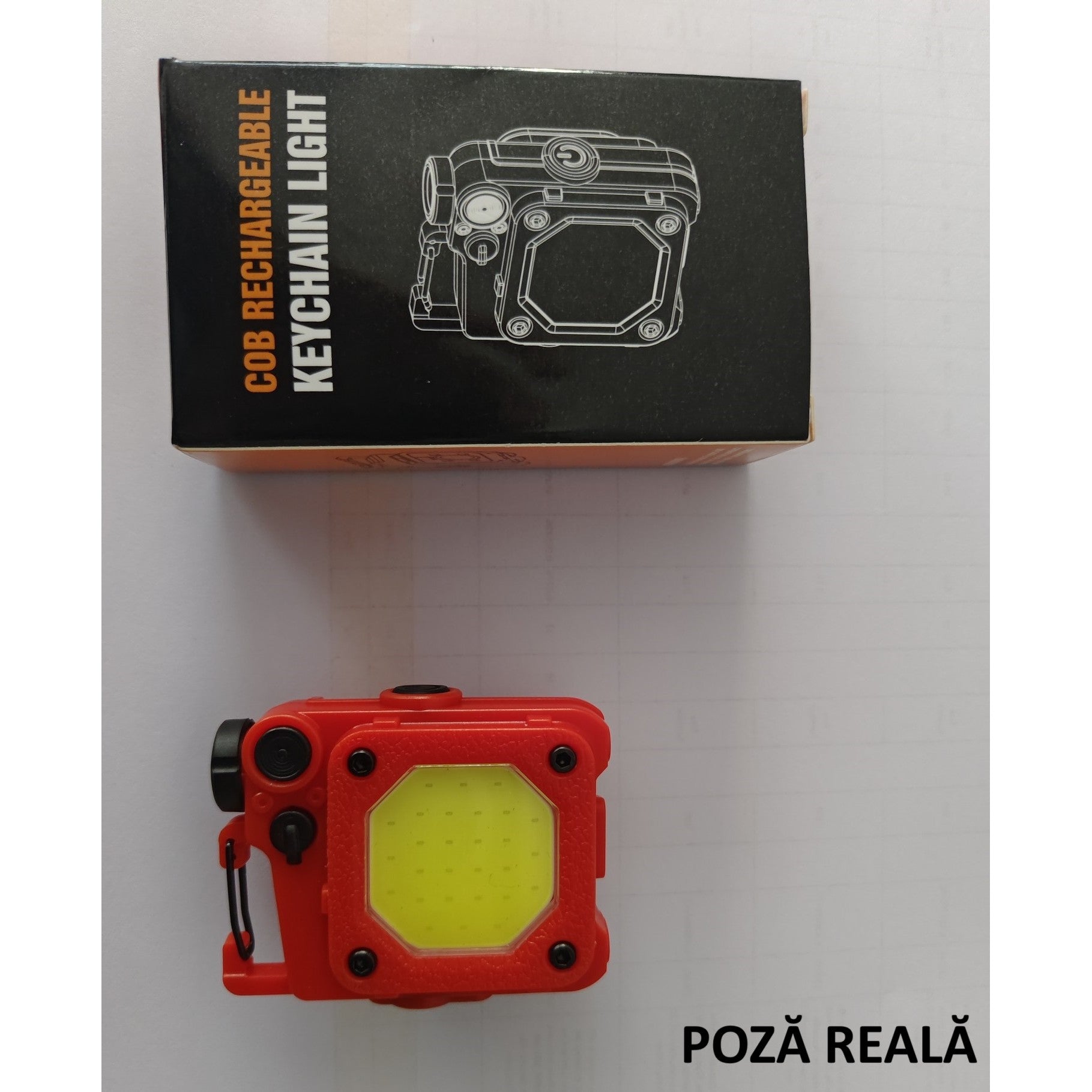 Lanterna Mini de Buzunar Tip Breloc, Flippy, Incarcare prin USB Type C, Multifunctionala, pentru Exterior, Camping, Alpinism, Ciclism, Mini Lanterna Elvis, 6.1 x 5 x 2.5 cm, Lumina Puternica, Culoare Rosu-4