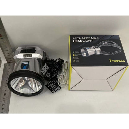 Lanterna Power Bank LED, cu Suport pentru Cap, Încărcare USB, Rază 100–200m, 5W, 3 Trepte de Lumină, Afișaj Baterie