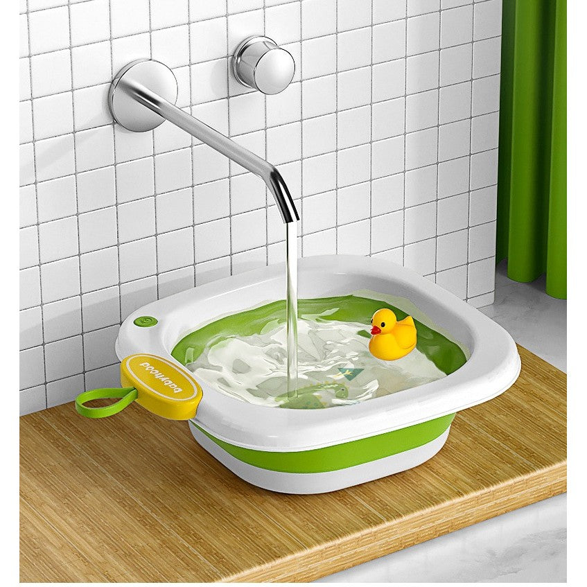 Lavoar Pliabil, Flippy, pentru Copii 1-8 Ani, Model Animat, din PP+TPE, 32x29x10 cm, Verde-2