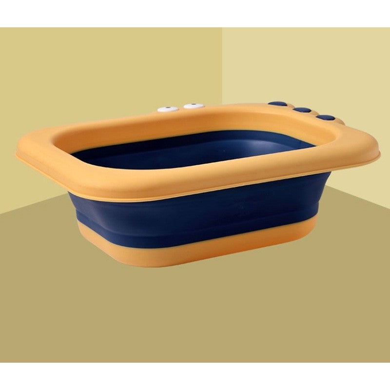 Lavoar Pliabil, Flippy, pentru Copii, din PP/TPE, Portabil, Model Crocodil, 30x24.5x9 cm, Galben/Albastru-4