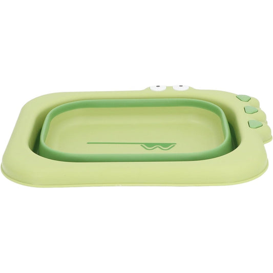 Lavoar Pliabil, Flippy, pentru Copii, din PP/TPE, Portabil, Model Crocodil, 30x24.5x9 cm, Verde-1