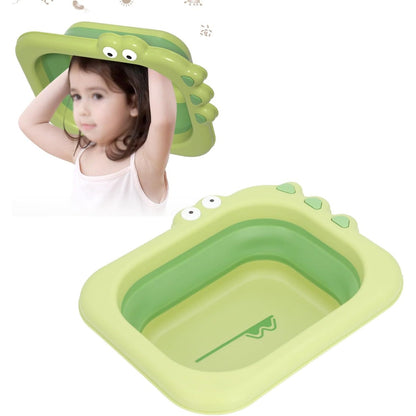 Lavoar Pliabil, Flippy, pentru Copii, din PP/TPE, Portabil, Model Crocodil, 30x24.5x9 cm, Verde-3