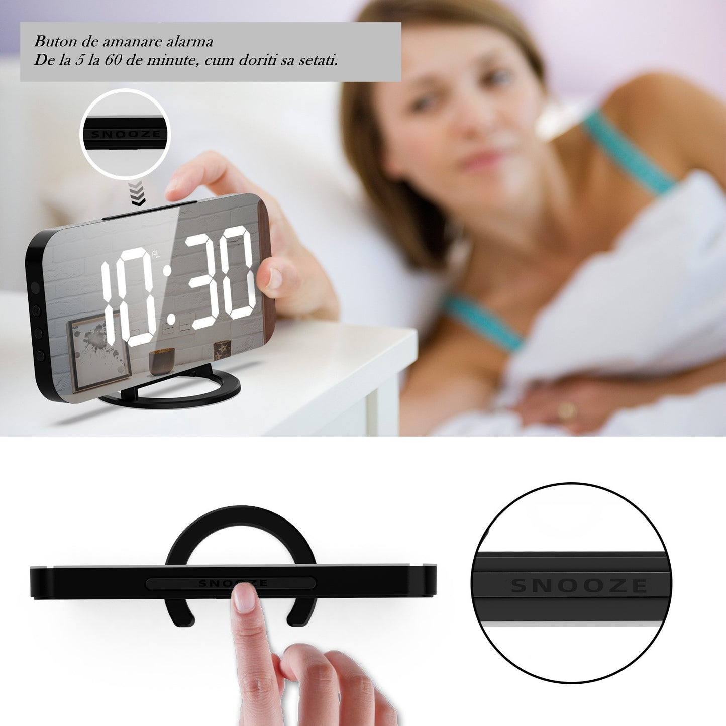 LED alarm clock dual USB output mobile phone charging snooze mirror clock digital creative clock induction dimming electronic clock+ LED alarm clock dual USB output mobile phone charging snooze mirror clock-11