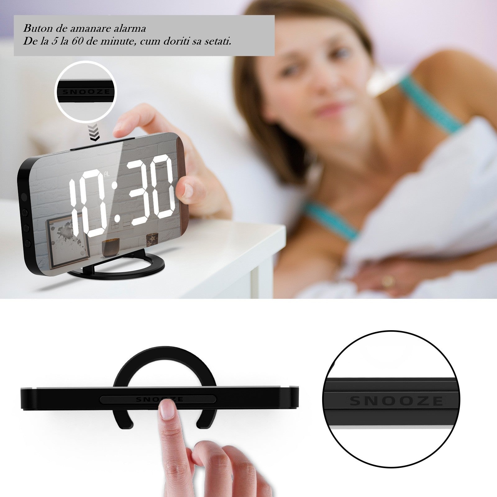 LED alarm clock dual USB output mobile phone charging snooze mirror clock digital creative clock induction dimming electronic clock+ LED alarm clock dual USB output mobile phone charging snooze mirror clock-11