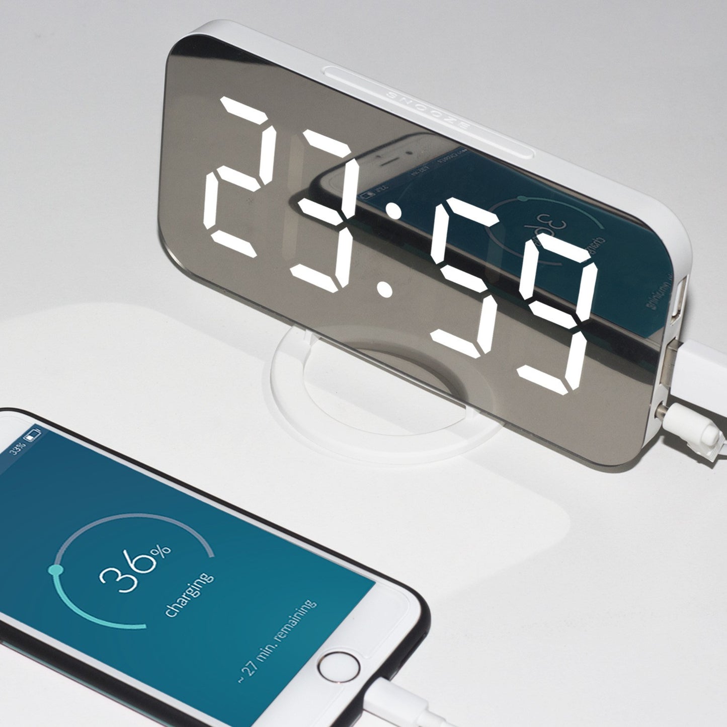 LED alarm clock dual USB output mobile phone charging snooze mirror clock digital creative clock induction dimming electronic clock+ LED alarm clock dual USB output mobile phone charging snooze mirror clock-14