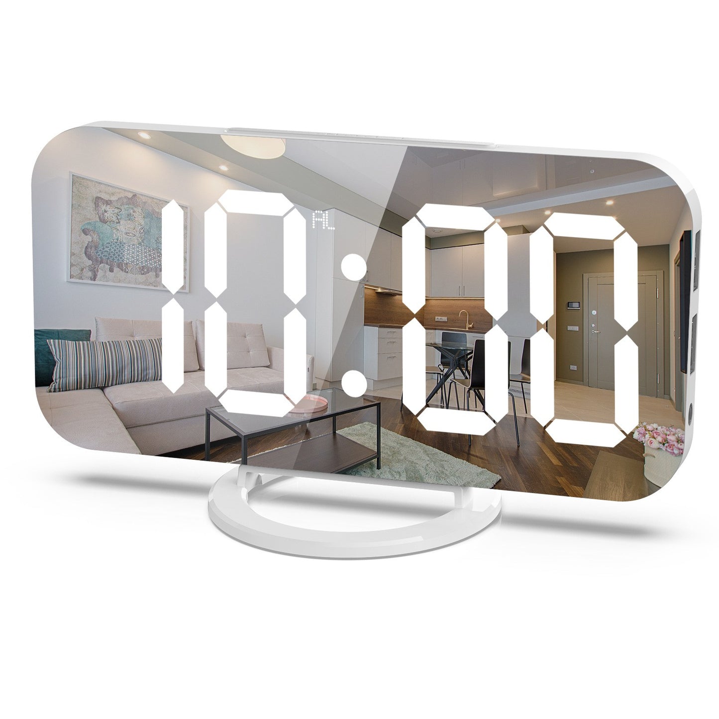 LED alarm clock dual USB output mobile phone charging snooze mirror clock digital creative clock induction dimming electronic clock+ LED alarm clock dual USB output mobile phone charging snooze mirror clock-0