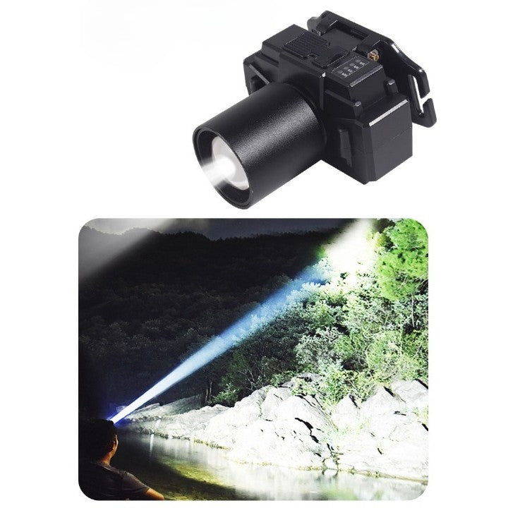 Lanterna LED de Montat pe Cap, Flippy, cu Raza Lunga de Zoom, Far Telescopic, Reglabil, Rezistent la Apa, pentru Pescuit in Aer Liber, Camping, Lumina Puternica, Lanterna, 7x4.5x6 cm, Negru-4