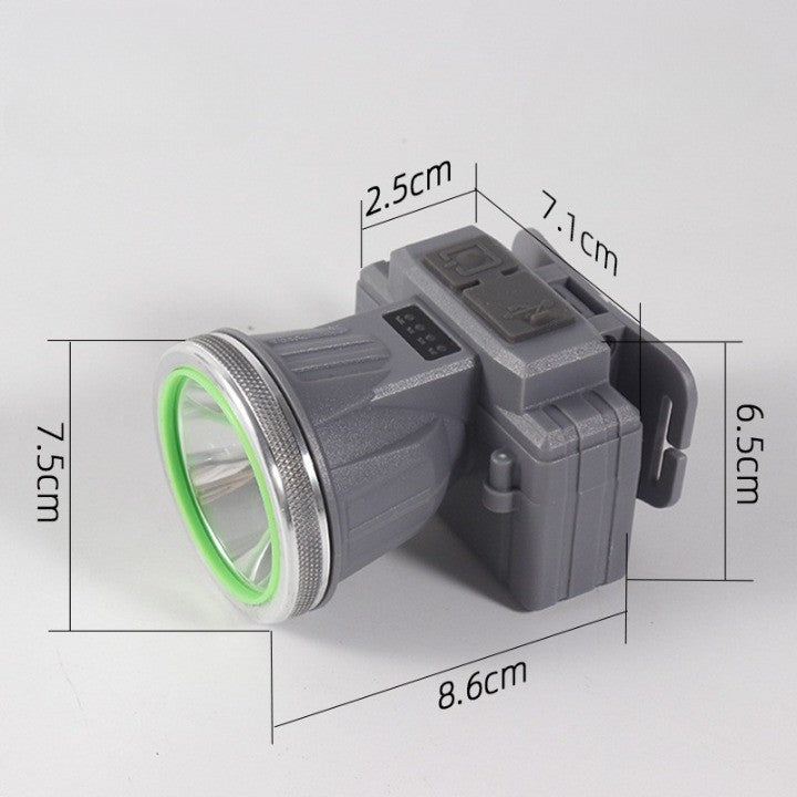 Lanterna LED de Montat pe Cap, Flippy, cu Raza Lunga de Zoom, Reincarcabila USB, Far Telescopic, Rezistent la Apa, Reglabil, pentru Pescuit in Aer Liber, Camping, Lumina Puternica, Lanterna, 8.6x7.5x6.5cm, Gri-2
