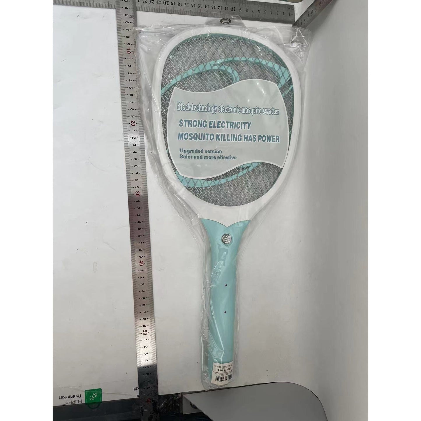 Paleta Electrica pentru Tantari, Muste sau Insecte LED, Flippy, Reincarcabila, Incarcare USB, Plastic, Casa si Gradina, Anti-insecte, Alb-Albastru-1