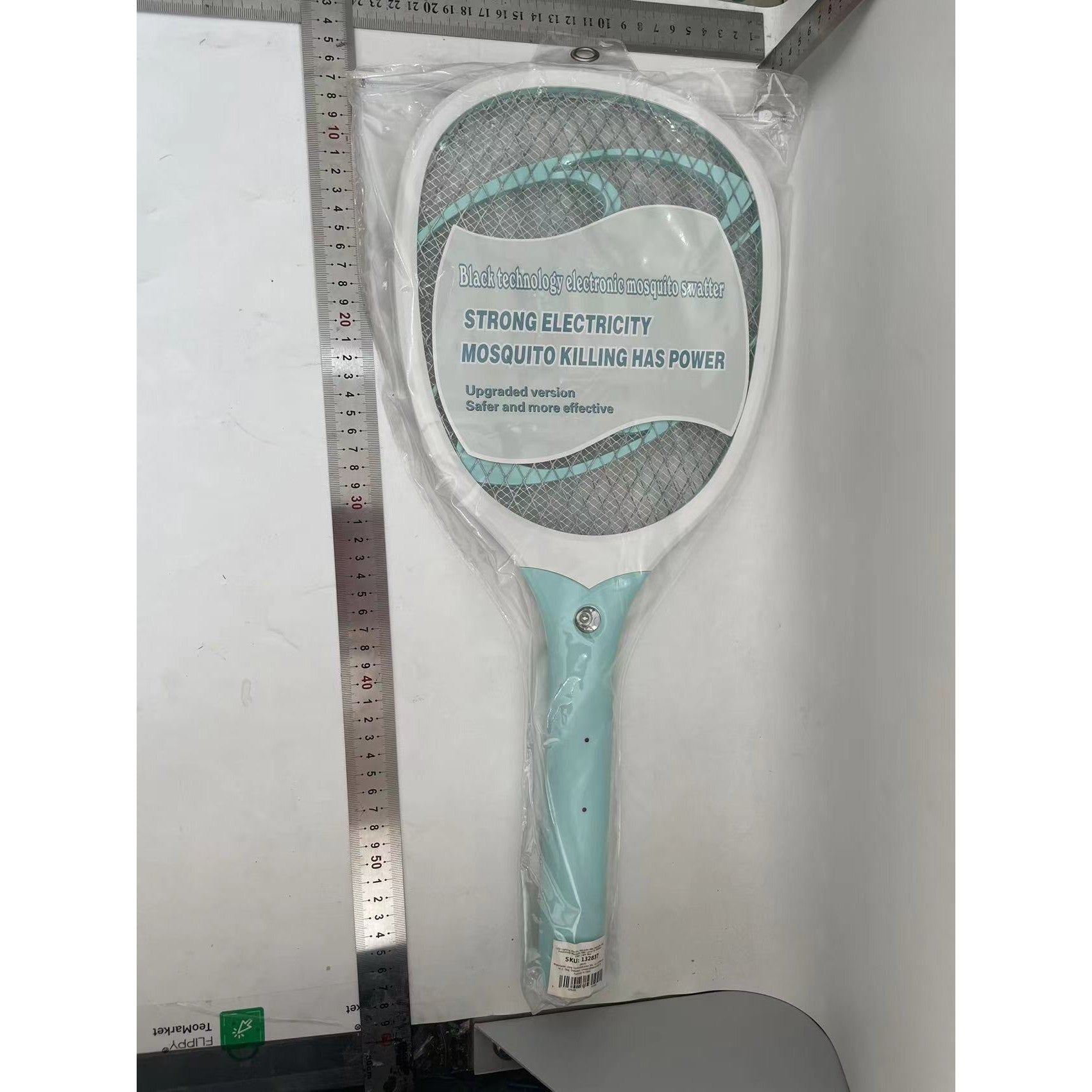 Paleta Electrica pentru Tantari, Muste sau Insecte LED, Flippy, Reincarcabila, Incarcare USB, Plastic, Casa si Gradina, Anti-insecte, Alb-Albastru-1